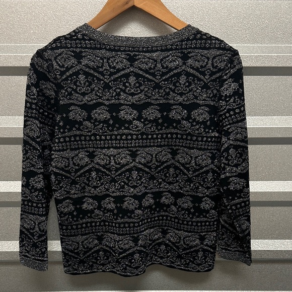 Vintage Joan Vass Shimmer Clasp Cardigan‎ HOLIDAY Evening Size Large - Picture 5 of 8